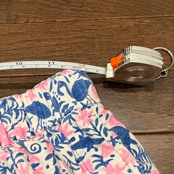 Vineyard Vines Tropical Turtle & Flamingo Print Linen Blend Shorts XS Blue Pink - Picture 8 of 11